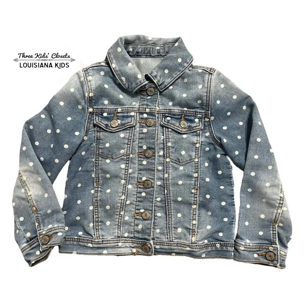 Baby Gap 4Y Light Wash Polkadot Stretch Denim Jacket